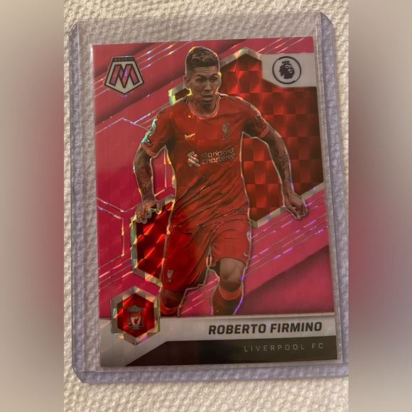 2021 panini mosaic epl soccer pink fluorescent Roberto Firmino #’d/10 - Picture 1 of 3